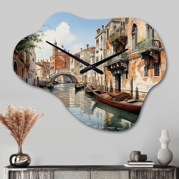 Italy Venetian Canals I - Asymmetric Metal Wall Clock
